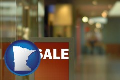 minnesota map icon and a department store display advertisement